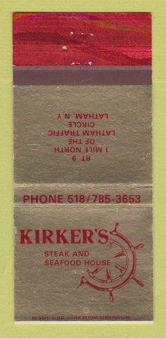 Matchbook Cover - Kirker's Steak Seafood House Latham NY 30 Strike