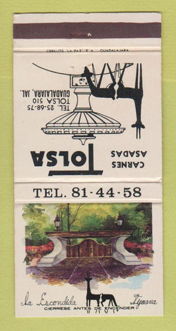 Matchbook Cover - Carnes Asadas Tolsa Guadalajara Mexico 30 Strike