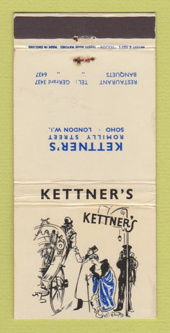 Matchbook Cover - Kettner's Restaurant London UK England WEAR 30 Strike
