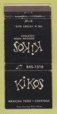 Matchbook Cover - Kikos Mexican Restaurant Los Angeles CA 30 Strike