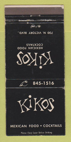 Matchbook Cover - Kikos Mexican Restaurant Los Angeles CA 30 Strike