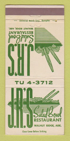 Matchbook Cover - JR's Salad Bowl Restaurant Walnut Ridge AR 30 Strike