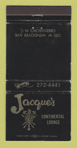 Matchbook Cover - Jacque's Restaurant Greensboro NC WEAR 30 Strike