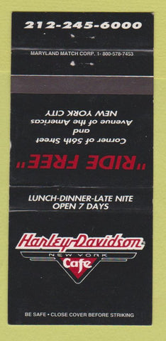 Matchbook Cover - Harley Davidson Cafe New York City Motorcycles 30 Strike