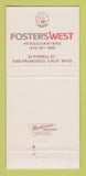 Matchbook Cover - Fosters West San Francisco CA WEAR 30 Strike