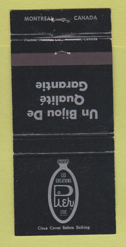 Matchbook Cover - Les Creations Pier Montreal QC WEAR 30 Strike