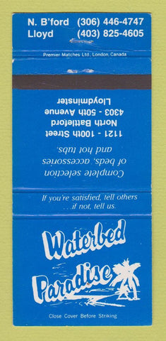 Matchbook Cover Waterbed Paradise Lloydminster AB North Battleford SK 30 Strike