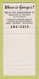 Matchbook Cover - George's Upholstery Furniture Hamilton ON WEAR 30 Strike