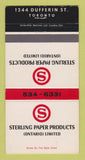 Matchbook Cover - Sterling Paper Products Toronto ON 30 Strike