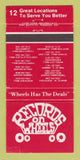 Matchbook Cover - Records on Wheels Music North Bay ON Pembroke 30 Strike
