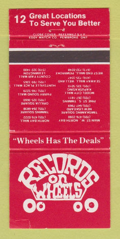 Matchbook Cover - Records on Wheels Music North Bay ON Pembroke 30 Strike