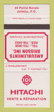 Matchbook Cover - Hitachi Ameublements Joliette QC 30 Strike