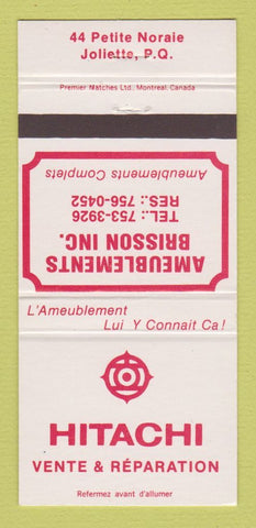 Matchbook Cover - Hitachi Ameublements Joliette QC 30 Strike