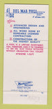 Matchbook Cover - Del Mar Pools Swimming Corona Del Mar? CA 30 Strike