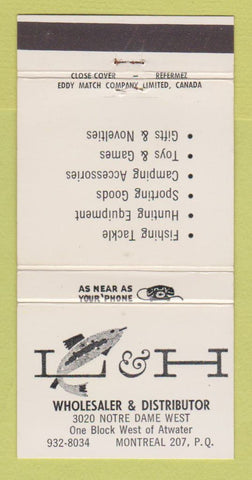 Matchbook Cover - L&H Fishing Tackle Sporting Goods Montreal QC 30 Strike