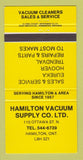 Matchbook Cover - Hamilton Vacuum Supply Hamilton ON 30 Strike