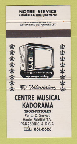 Matchbook Cover - Centre Musical Kadorama Toris Pistoles QC TV 30 Strike