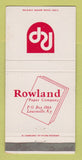 Matchbook Cover - Rowland Paper Company Louisville KY 30 Strike