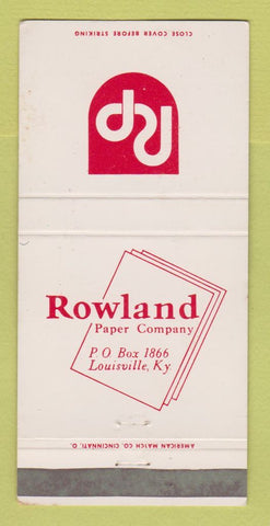 Matchbook Cover - Rowland Paper Company Louisville KY 30 Strike