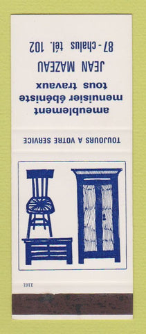 Matchbook Cover - Ameublement Menuisier Jean Mazeau France Furniture