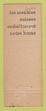 Matchbook Cover - Pensez Aux Meubles Suisses Switzerland?