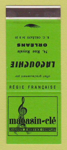 Matchbook Cover - Magasin Cle Lachouchie Music? Orleans France WEAR