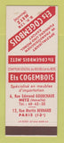 Matchbook Cover - Ets Cogembois Metz Moselle France