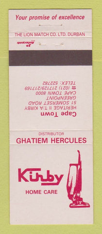 Matchbook Cover - Kirby Vacuum Cleaners Greenpoint Cape Town South Africa
