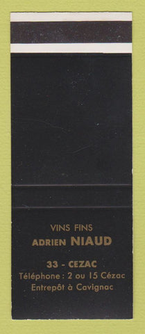 Matchbook Cover - Vins Fins Adrien Niaud Cezac France
