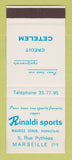 Matchbook Cover - Rinaldi Sports Marseille France
