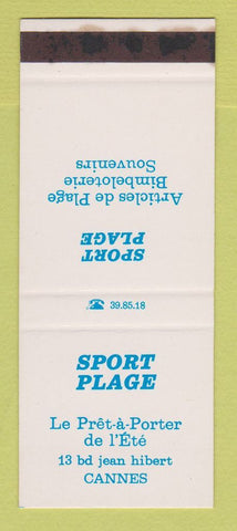 Matchbook Cover - Sport Plage Cannes France WEAR