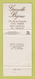 Matchbook Cover - Grenelle Bijoux Horlogerie Bijouterie Paris France WEAR