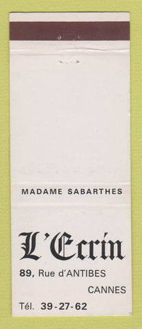 Matchbook Cover - L'Errin Cannes France Madame Sabarthes France WEAR