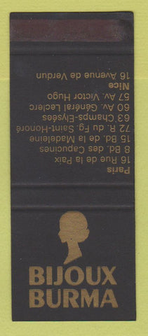 Matchbook Cover - Bijoux Burma Paris France Nice