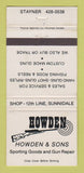 Matchbook Cover - Howden Sporting Goods Gun Repair Sunnidale ON WEAR 30 Strike