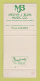 Matchbook Cover - Belvin Blum Music Bay City TX 30 Strike