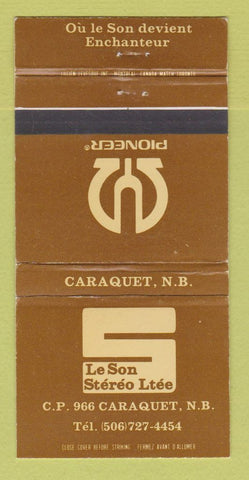 Matchbook Cover - Pioneer Stereo Le Son Caraquet NB WEAR 30 Strike
