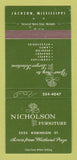 Matchbook Cover - Nicholson Furniture Jackson MS 30 Strike