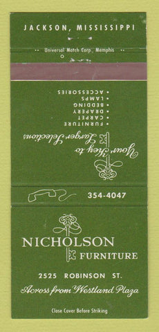 Matchbook Cover - Nicholson Furniture Jackson MS 30 Strike