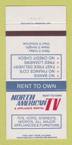 Matchbook Cover - North American Appliances Rental TV Oshawa Barrie ON 30 Strike