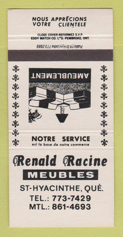 Matchbook Cover - Renald Racine Meubles Furniture St Hyacinthe QC 30 Strike