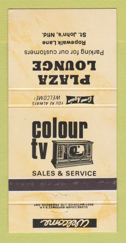 Matchbook Cover - Plaza Lounge TV Sales St John's NF 30 Strike