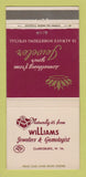 Matchbook Cover - Williams Jewelry Clarksburg VA 30 Strike