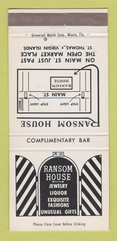 Matchbook Cover - Ransom House Liquor Gifts St Thomas Virginin Islands 30 Strike