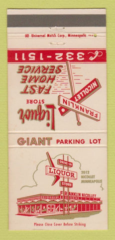 Matchbook Cover - Franklin Nicollet Liquor Minneapolis MN 30 Strike