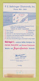 Matchbook Cover - Peter Behringer Jewelry Diamonds Buffalo NY WEAR 30 Strike