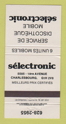 Matchbook Cover - Selectronic Electronics Charlesbourg QC WEAR 30 Strike