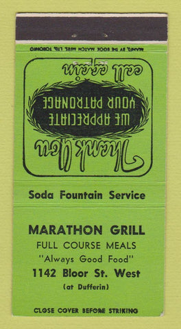 Matchbook Cover - Marathon Grill Toronto ON 30 Strike