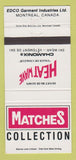 Matchbook Cover - Heat Wave Chamonix Montreal QC Clothes Edco 30 Strike