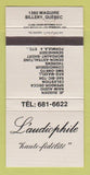 Matchbook Cover - Laudiophile Sillery QC Music 30 Strike